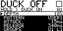 Duck の画面: DUCK OFF / HOLD > DUCK ON