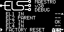 Maestro の画面: FACTORY RESET を YES にしたところ