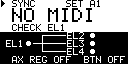 Maestro の画面: NO MIDI / CHECK EL1